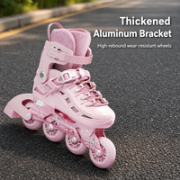 Patins à roulettes pour enfants OEM, réglables, avec roues lumineuses, rose, pour filles