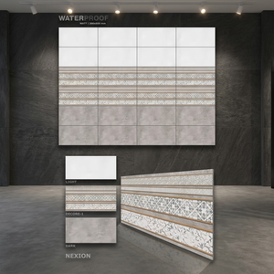 Carrelage en céramique porcelaine 300x600mm de haute qualité, finition mate, design gris Momento, 12x24, pour intérieur, salle de bain, moulures, extérieur, mur, émaillé - Product Image 2