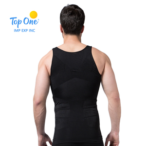 Top One Hombres Adelgazamiento Elástico Esculpir Chaleco Body Shapewear Corsé para Tummy Cintura Camisa de pérdida de peso - Product Image 4