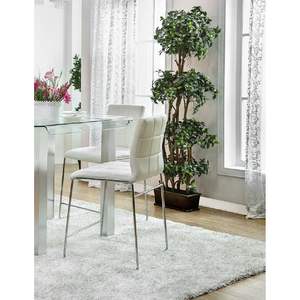 DB White PU Leather Counter Height <b>Dining</b> <b>Chairs</b> with Chrome Metal Legs Lightweight 2pcs Set for <b>Dining</b> Room - Product Image 4