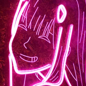 환영합니다 젊은 숙녀 핑크 아크릴 애니메이션 제로 2 사랑스러운 소녀 Led 네온 라이트 침대 룸 장식 네온 사인