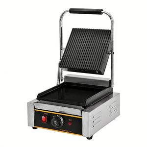 Grill <span class=keywords><strong>panini</strong></span> modèle <span class=keywords><strong>gaz</strong></span> butane et <span class=keywords><strong>presse</strong></span> à hamburger avec pièces en fonte électrique professionnelles XL Gorkem pour usage commercial - Product Image 4