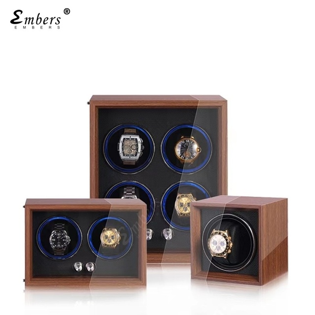 Watch Winder Square 1 2 4 Slots Automatic Wood Mechanical Watch Box Protective Eco-Friendly Customized Shaker Mabuchi Movement