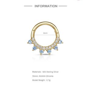 Gaby fashion s925 sterling silver september piercing INS style sweet cartilagine orecchino shiny noble nose piercing - Product Image 2