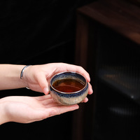 Service à thé Kung Fu en céramique pour la maison, style Zen, grand bol à thé en émail Tenmoku, style chinois minimaliste, coffret cadeau