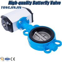 Válvula de Mariposa Neumática con Certificación CE Directa de Fábrica TONGJINJIN, Hierro Dúctil, Sello EPDM, Control de Flujo para Tuberías Industriales