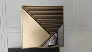 Moder <span class=keywords><strong>specchio</strong></span> 3D fai da te pannello da parete decorazione commerciale impermeabile ignifugo Pvc oro decorazione interna adesivi murali facili da installare - Product Image 5