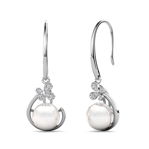 Pendientes de gancho de perlas clásicas Daisini adornados con cristales de Swarovski Pendientes de plata 925 hipoalergénicos para <span class=keywords><strong>aniversario</strong></span> - Product Image 4