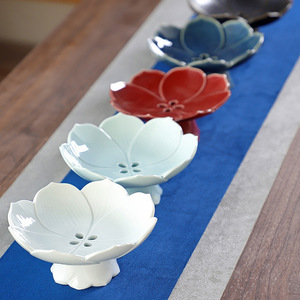 Plat à fruits en céramique, forme de fleur, noir et or, décoration pour la maison, salon, hôtel, plateau de service pour en-cas - Product Image 3