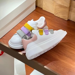 Baskets plateforme en cuir blanc pour femmes, design multicolore avec sangle auto-agrippante, chaussures décontractées MC pour le quotidien et la rue - Product Image 5