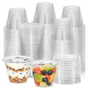 Vasos Desechables de Plástico Transparente de 9 oz, 50 Unidades, Tapas Planas Sin Orificios, Aptos para Congelador, para Fiestas, Helados, Pudín, Pastel, Bocadillos, Smoothies - Product Image 2