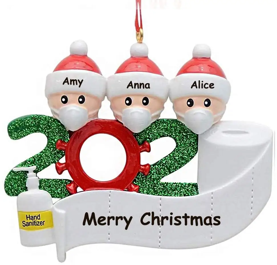 2020 Christmas Tree Ornaments, Quarantined survivor family of 1 2 3 4 5 6 7 Personalized Christmas decoration, DIY name