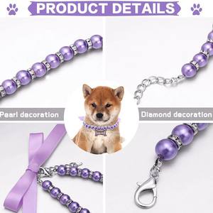 Collares de Perlas con Piedras Preciosas, Lazos y Cintas para Gatitos y Perros, Accesorios para Mascotas - Product Image 4