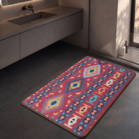 Tapis de bain antidérapant rouge foncé à emblème, séchage rapide, absorbant, tapis de salle de bain, logo personnalisé, fournisseur en gros d'usine OEM