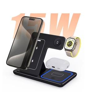 15W फास्ट चार्जिंग के साथ <span class=keywords><strong>3</strong></span>-इन-1 वायरलेस चार्जिंग, फोल्डेबल और पोर्टेबल वायरलेस चार्जर - Product Image 1