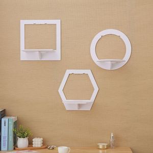 Hexagon Home Decorative Storage Rack <b>Wall</b> Mounted <b>Shelf</b> TV Background Hanger Bedroom Balcony Bedside Flower Pot Stand <b>Shelves</b> - Product Image 4