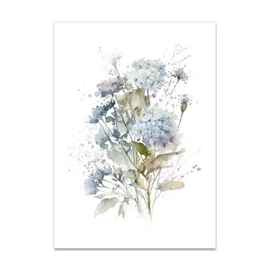 Modern Style Home Decoration Watercolor Blue Mix Flowers Leaves Botanical Posters Picture Canvas Print Painting Art With Frame