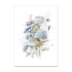 Style moderne décoration de la maison aquarelle bleu mélange <span class=keywords><strong>fleurs</strong></span> feuilles botaniques affiches photo impression sur toile peinture Art avec cadre - Product Image 5