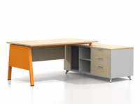 Bureau de direction moderne en L avec plateau en MDF, poste de travail ergonomique et écologique réglable, tiroir à dossiers extensible