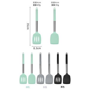 Spatule de cuisson en silicone avec manche en acier inoxydable, spatule antiadhésive pour cuisiner du poisson, des steaks, des légumes, outil de cuisine - Product Image 2