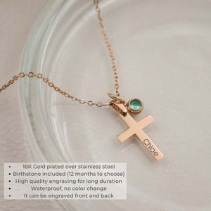 Gravure vierge en acier inoxydable croix collier pendentif religieux cadeau chrétien pour votre ami famille croix bijoux - Product Image 6