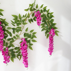 Guirnalda de Flores Artificiales de Glicinia Qingxu, Enredadera de Seda en Morado, Rosa, Amarillo, Azul y Blanco, Decoración para Colgar en la Pared, Techo o Cubrir Tuberías - Product Image 2