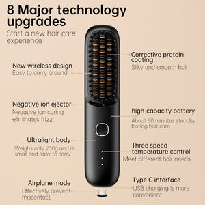 Cepillo Alisador de Cabello Inalámbrico con Iones Negativos, Recargable por USB, Portátil, Precio al por Mayor - Product Image 5
