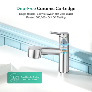 Grifo de Lavabo Extraíble Cromado de Estilo Moderno para Baño, Venta al por Mayor - Product Image 4