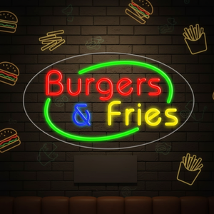 <span class=keywords><strong>Enseigne</strong></span> néon LED « Stock Hamburg & French Fries » pour décoration murale de restaurant, <span class=keywords><strong>enseigne</strong></span> lumineuse personnalisée pour logo de magasin - Product Image 1