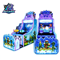 Mesin Game Arcade Tembak-tembakan Air Dua Pemain, Koin, Anak-anak, Hiburan Dalam Ruangan, Tema Zombie, Komersial