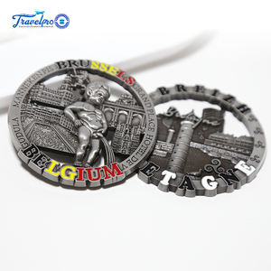 Suvenir perjalanan kreatif Belgia hadiah promosi magnet kulkas kustom lambang 3D berlapis nikel berkilau Aloi seng - Product Image 1