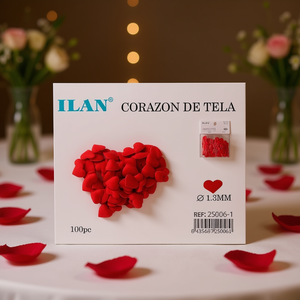 Coriandoli a Cuore in Tessuto ILAN 1.3mm 100pz Rossi Decorazioni Ornamentali - Product Image 2