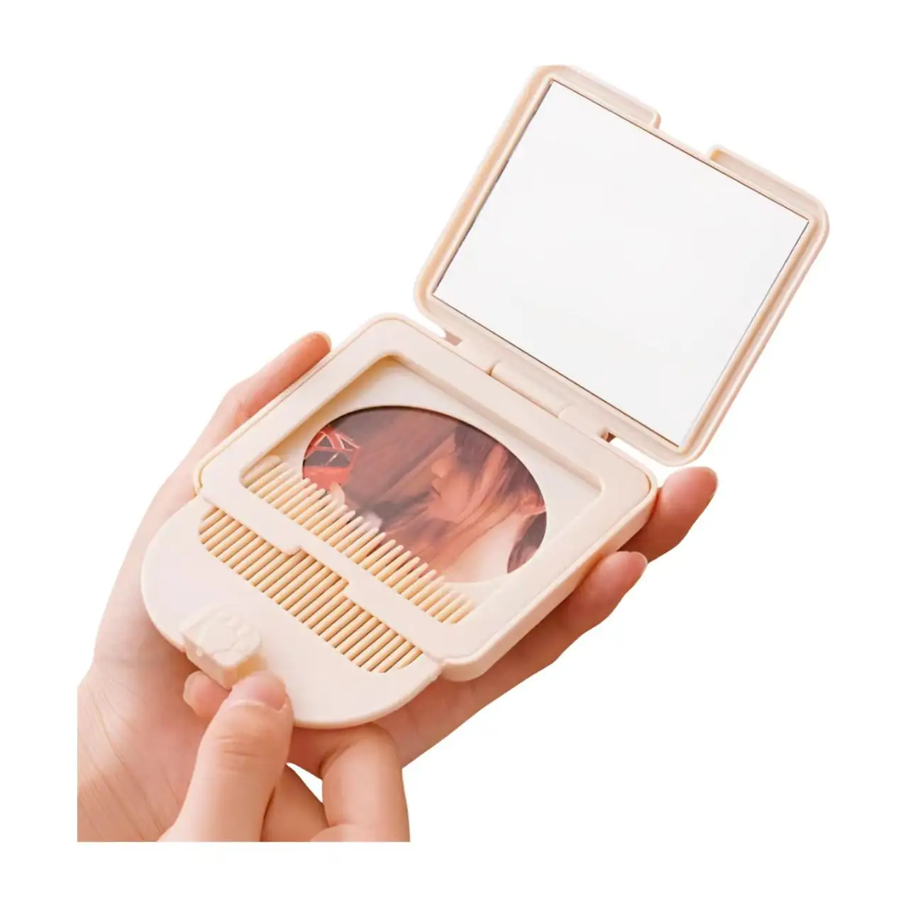 Wholesale Mini Makeup handheld Mirror With Comb Set Kitten Foldable cosmetic Hello small hand held Cat mirror for pocket