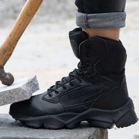 Bottes tactiques Panama pour hommes, mi-mollet, à lacets et fermeture éclair, semelle extérieure en caoutchouc, chaussures de randonnée anti-collision tendance pour l'extérieur