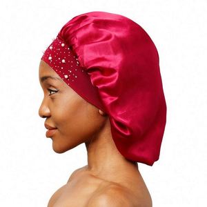 Bonnet en satin ajustable pour femme, design perle rose, idéal pour le quotidien, les fêtes, les sorties et les voyages - Product Image 2