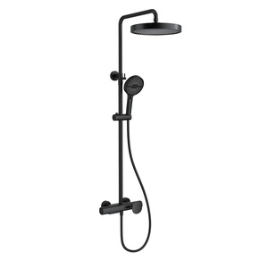Xinxi New Minimalist Brushed Gunmetal Wall <b>Mount</b> Shower Set Home Use All-copper Bathroom Pressurized Cold + Hot Water Mixer Top - Product Image 1