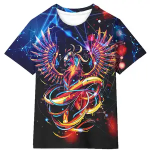 Sublimation Colourful Printed Phoenix Children's T-Shirt Wholesale Direct Sales Custom Logo Personalized Boys Girls T-shirts