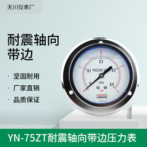 YN-75ZT เกจวัดแรงดันไฮดรอลิกแบบแกน 100 มม. 0-100 บาร์ G3/8 เกจวัดแรงดันสแตนเลสทนแรงกระแทก - Product Image 5