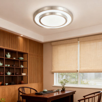 Plafonniers LED ronds à double couche couleur argent avec télécommande pour intérieur, modernes, pour chambre à coucher, salon, maison