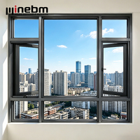 Ventana Americana Abatible Popular en EE. UU. con Rotura de Puente Térmico, Doble Vidrio y Rejillas Decorativas