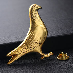 Custom lucido placcato in oro uccelli piccione forcine in metallo 3D Badge messican Saudi metallo spille per cappelli - Product Image 3