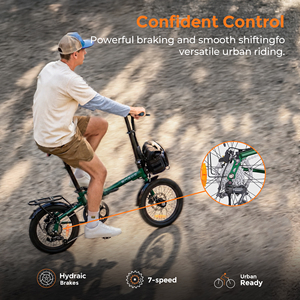 Engwe ZIP Electric Commuter <b>Bicycle</b> 25km/h 36V10Ah Lithium Battery 7-Speed Hydraulic Disc Brakes Aluminum <b>Frame</b> 16" Wheels 120km - Product Image 5
