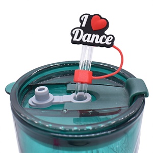 Accesorios de silicona ecológicos desmontables para pajitas de la serie Ballet para niñas, tapones antipolvo de goma suave para pajitas, venta al por mayor - Product Image 5