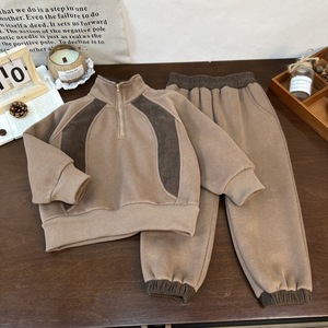 Autumn and Winter Children's Clothing Set Casual Solid Worsted Sweat <strong>Suit</strong> Fashionable Two-Piece Set for <strong>Boys</strong> and Girls - Product Image 2