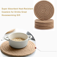 Ensemble de sous-verres absorbants en coton tissé, style rustique, farmhouse, bohème, pour la protection des boissons sur le bureau, la table basse, sous-verres mignons