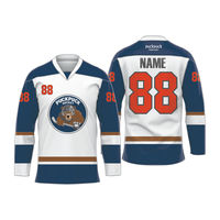 Jersey Hoki Es Kustom OEM ODM Unisex Dewasa Remaja Nama Nomor Logo Kustom Cetak Sublimasi Grosir Seragam Hoki Tim