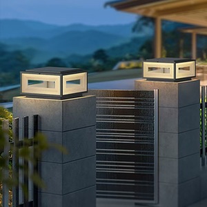 โคมไฟเสาโซลาร์เซลล์ทรงสี่เหลี่ยม สแตนเลส สำหรับประตูรั้วกลางแจ้ง สวน บ้านพักตากอากาศ รั้ว - Product Image 1