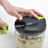 Handmatige staafmixer met stalen messen, handmatige gehaktmolen, dumplingvuller, groentehakker, chilimolen, pulverisator, plastic.
