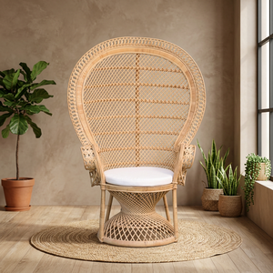 Monarchy Design Round <b>Sofa</b> Garden Chair Hotel Chair Made of Rattan <b>Cane</b> Frame and Rattan Core Weaving with Ornaments - Product Image 3