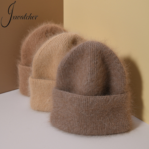 Jxwatcher <strong>Women</strong> Cuffed Soft Winter Warm Cozy Fuzzy Knitted Hat Double Layer Thick Custom Fluffy <strong>Cashmere</strong> Skullcap <strong>Beanie</strong> Blank - Product Image 1